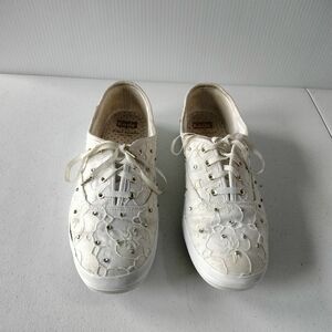 Keds x Kate Spade Bridal Lace Rhinestone Studs Sneakers 9.5 Bachelorette Wedding